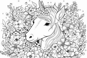 A beautiful unicorn line art of coloring book photo