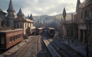 Tbilisi railway view in cinematic light image photo