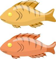 Set of fish. Sea food. Cartoon flat illustration isolated on white background. Element of fishing. vector