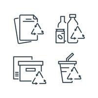 Recycle icons set. Outline style. Vector. Isolate on white background vector