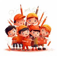 Clipart pencil kids cartoon graduation. Cartoon illustration with photo