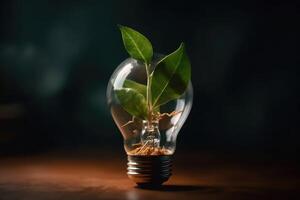 A lightbulb concept for regenerative energy created with technology. photo