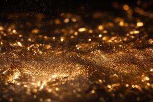 Golden glitter background created with technology. photo