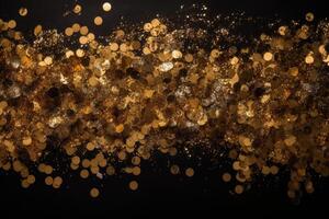 Golden glitter background created with technology. photo