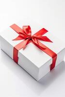 Top view gift box with isolated white background. photo