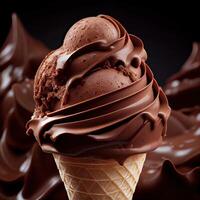 Chocolate ice cream background close up shoot. texture of melting chocolate ice cream like background, close up. photo