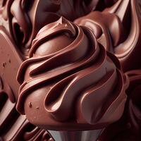 Chocolate ice cream background close up shoot. texture of melting chocolate ice cream like background, close up. photo