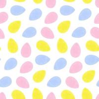 Endless pattern of bright colorful Easter eggs in trendy soft hues. Happy Easter. Hand drawn. EPS vector