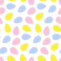 Endless pattern of bright colorful Easter eggs in trendy soft hues. Happy Easter. Hand drawn. EPS vector