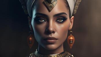 sejmet, retrato de un mujer reina de antiguo Egipto. generativo ai foto