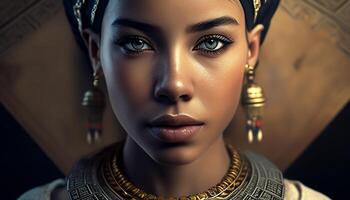 cleopatra, retrato de un mujer reina de antiguo Egipto. generativo ai foto