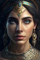 cleopatra, retrato de un mujer reina de antiguo Egipto. generativo ai foto