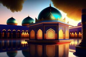 Mosque 3d islamic background high quality AI photo