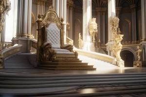 Gold king throne. Generate Ai photo