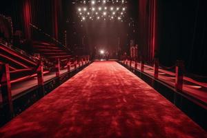 Red carpet with spotlight. Generate Ai photo