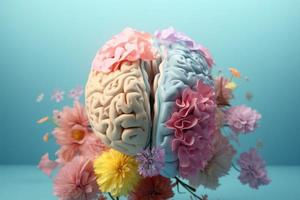 Human brain flowers. Generate Ai photo