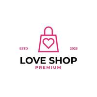 Vector love shop bag logo design illustration idea