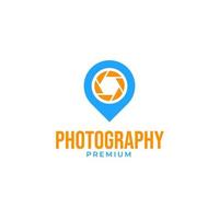 Vector pin photo camera logo design concept illustration idea