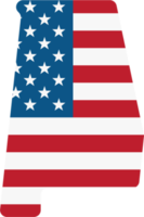 umrisszeichnung der staatskarte von alabama auf usa-flagge. png