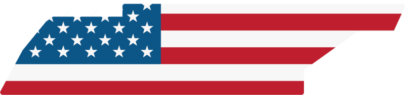 umrisszeichnung der staatskarte von tennessee auf usa-flagge. png