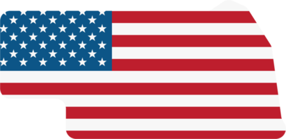 dessin de contour de la carte de l'état du nebraska sur le drapeau américain. png