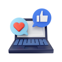 3d like love social media png