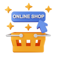 3d shopping basket online shop png