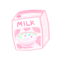 Cute milk stationary sticker oil painting png