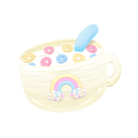 Cute milky cereal cup stationary sticker oil painting png