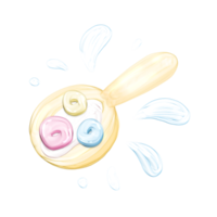 Cute milky cereal spoon stationary sticker oil painting png