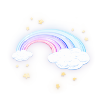 Cute magic rainbow stationary sticker oil painting png