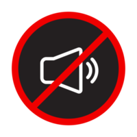 No sonido icono, No vocero, No tocando la bocina, No sonido contaminación icono con negro y rojo color, advertencia, terminado sonido prohibido png