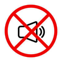 Nein Klang Symbol, Nein Lautsprecher, Nein hupen, Nein Klang Verschmutzung Symbol mit schwarz und rot Farbe, Warnung, Über Klang verboten png