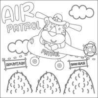 Vector illustration of cute cartoon animal pilot. Childish design for kids activity colouring book or page.