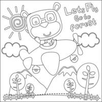 Vector illustration of cute cartoon animal pilot. Childish design for kids activity colouring book or page.