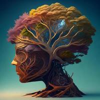 cerebro árbol ilustración diseño foto