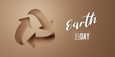 3d Rendering. Recycle icon eco papercut on brown background. Earth day concept. photo