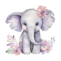 Cute watercolor elephant. png