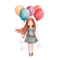 Girl with balloons png