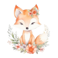 Cute watercolor fox. png