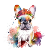 francês buldogue aquarela. png