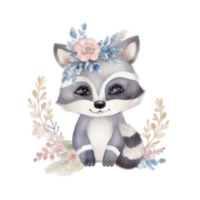 Watercolor raccoon cutout png