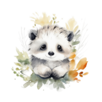 Cute watercolor hedgehog. png