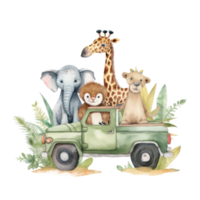 safari acuarela animales png