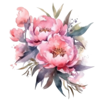 elegant Aquarell Pfingstrose Blume Strauß. png