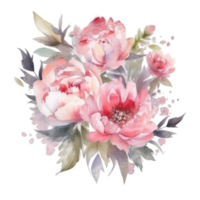 Elegant watercolor peony flower bouquet. png
