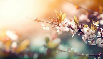 naturaleza antecedentes con primavera floreciente flores generativo ai foto