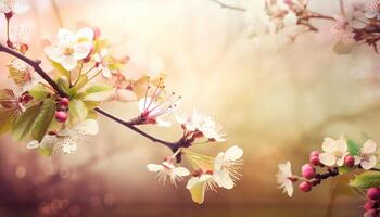 naturaleza antecedentes con primavera floreciente flores generativo ai foto