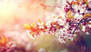 nature background with spring blooming flowers. photo