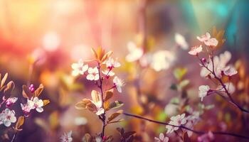 naturaleza antecedentes con primavera floreciente flores generativo ai foto